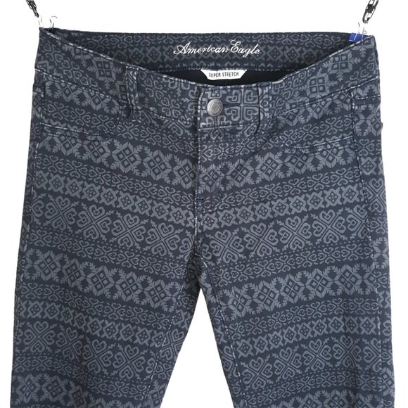 AE American Eagle Blue Pattern Super Stretch Jegging - Picture 3 of 9